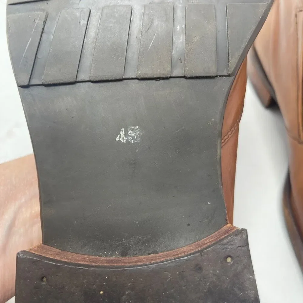 Angel Infantes Brown Square Toe Slip On Fine Leather Loafer Dress Shoes Size 45